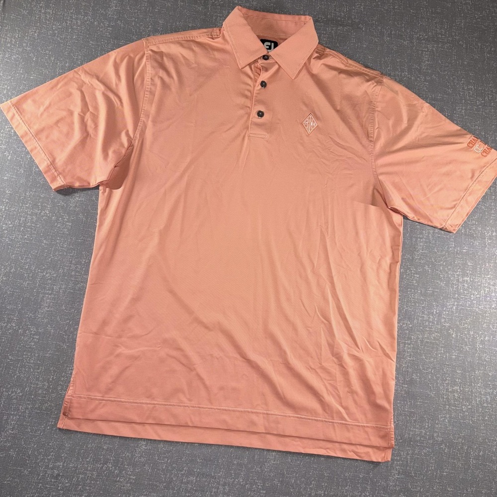 FootJoy Polo Shirt Mens Large Pink Striped Champions CC IX 2013 Golf Performance